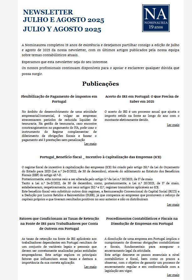 Newsletter Setembro - Outubro